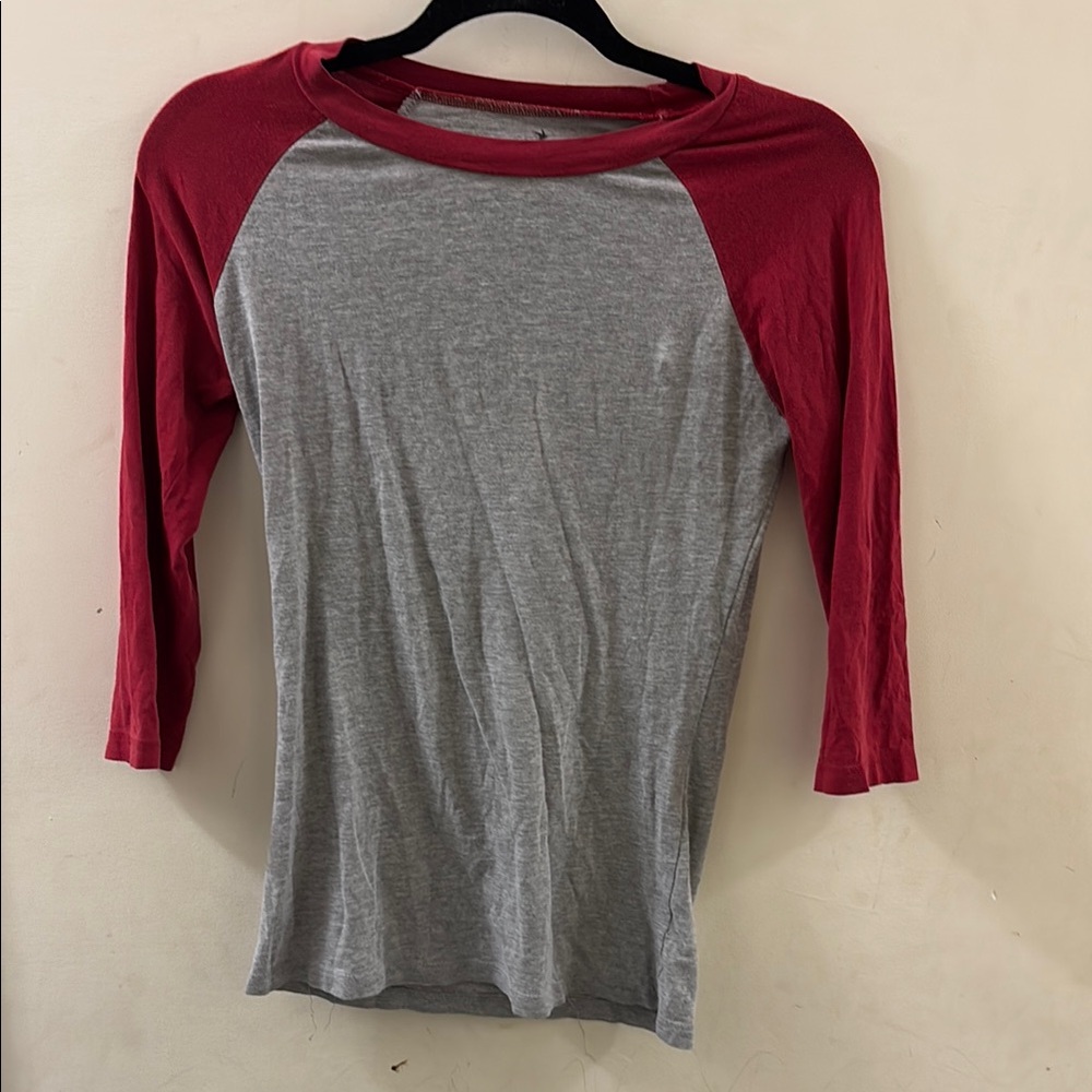 Red and Gray Raglan Sleeve Shirt